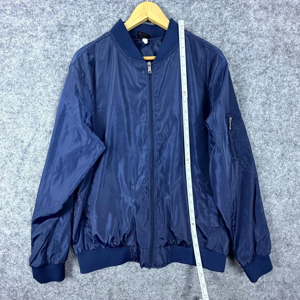 Original Deluxe Bomber Jacket Mens Large Navy Blue Full Zip Winter Everyday Wear